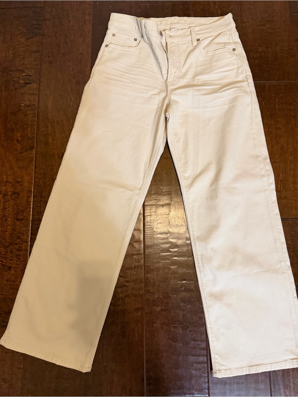 American Eagle Outfitters Stovepipe Cream Straight-Leg Jeans